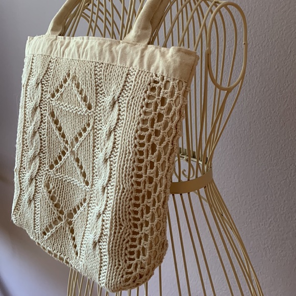 📍FIRM📍VTG Cotton Knit and Canvas Tote MUST BUNDLE - Picture 6 of 15